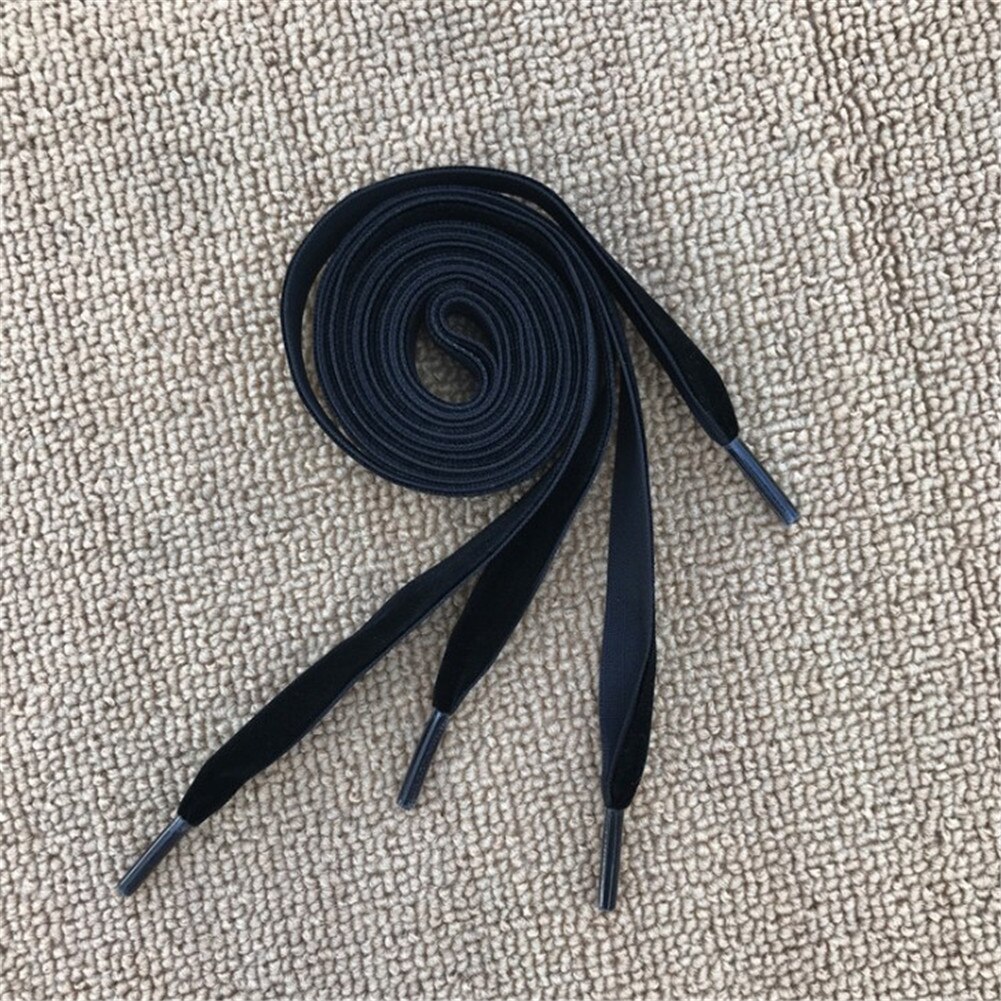 1.6cm Width Velvet Shoelaces Women Ribbon Sneakers Shoe Laces Solid Color ShoeLace Boots Shoe String Rope 100cm/120cm Length: black / 120CM