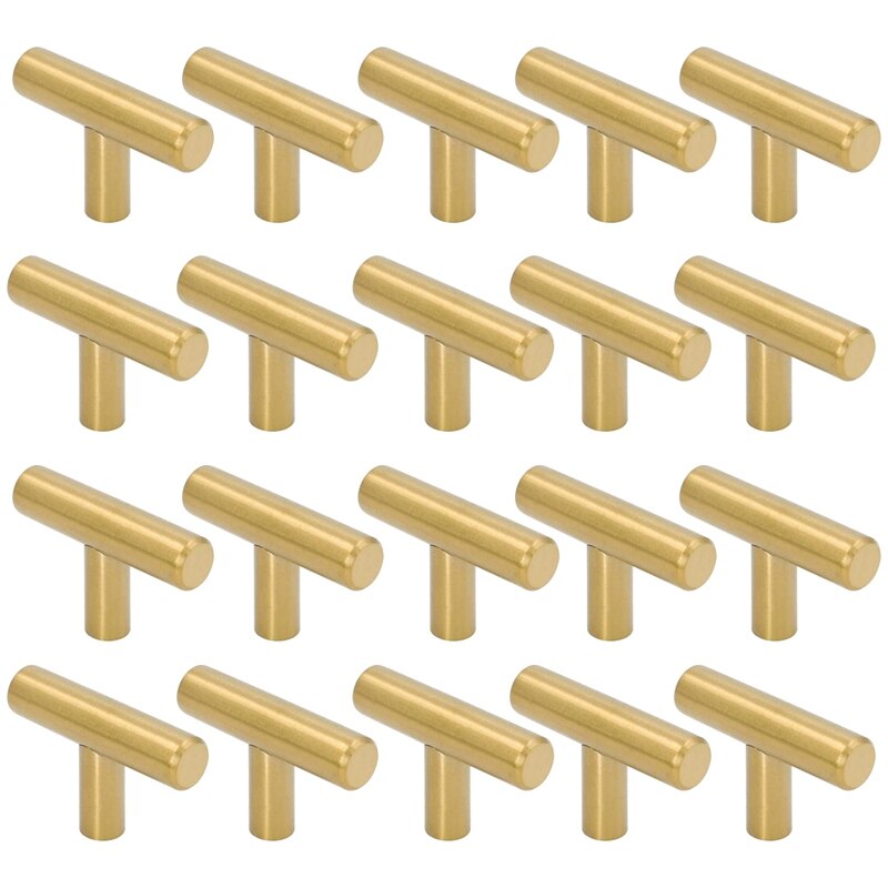 50mm lange skabsknapper med enkelt hul og trækker dørskabe skuffer soveværelsesmøblerhåndtag børstet  ,20 stk., guld: Default Title