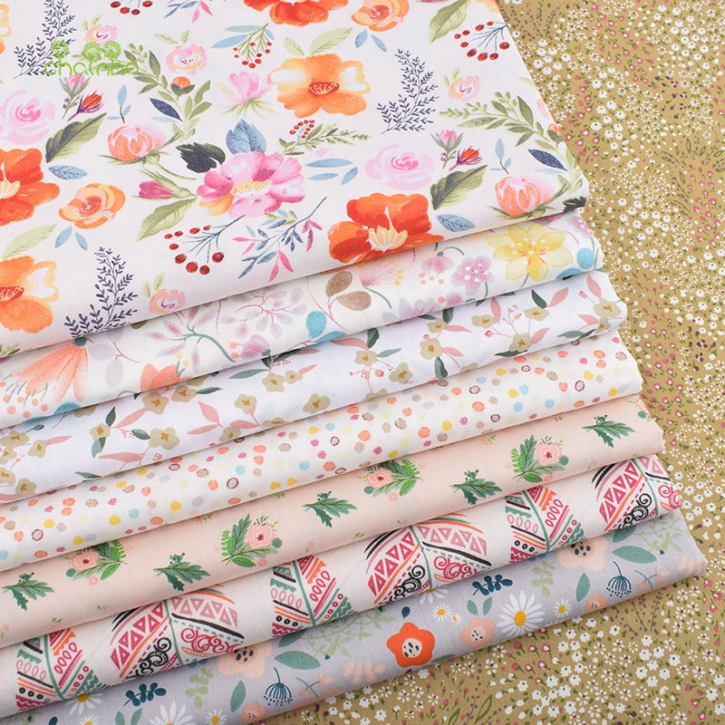 Chainho,8 Stks/partij, Bloemen Serie, Print Twill Katoen Stof, patchwork Doek Voor Diy Quilten Naaien Baby & Kind Materiaal, 40x50cm