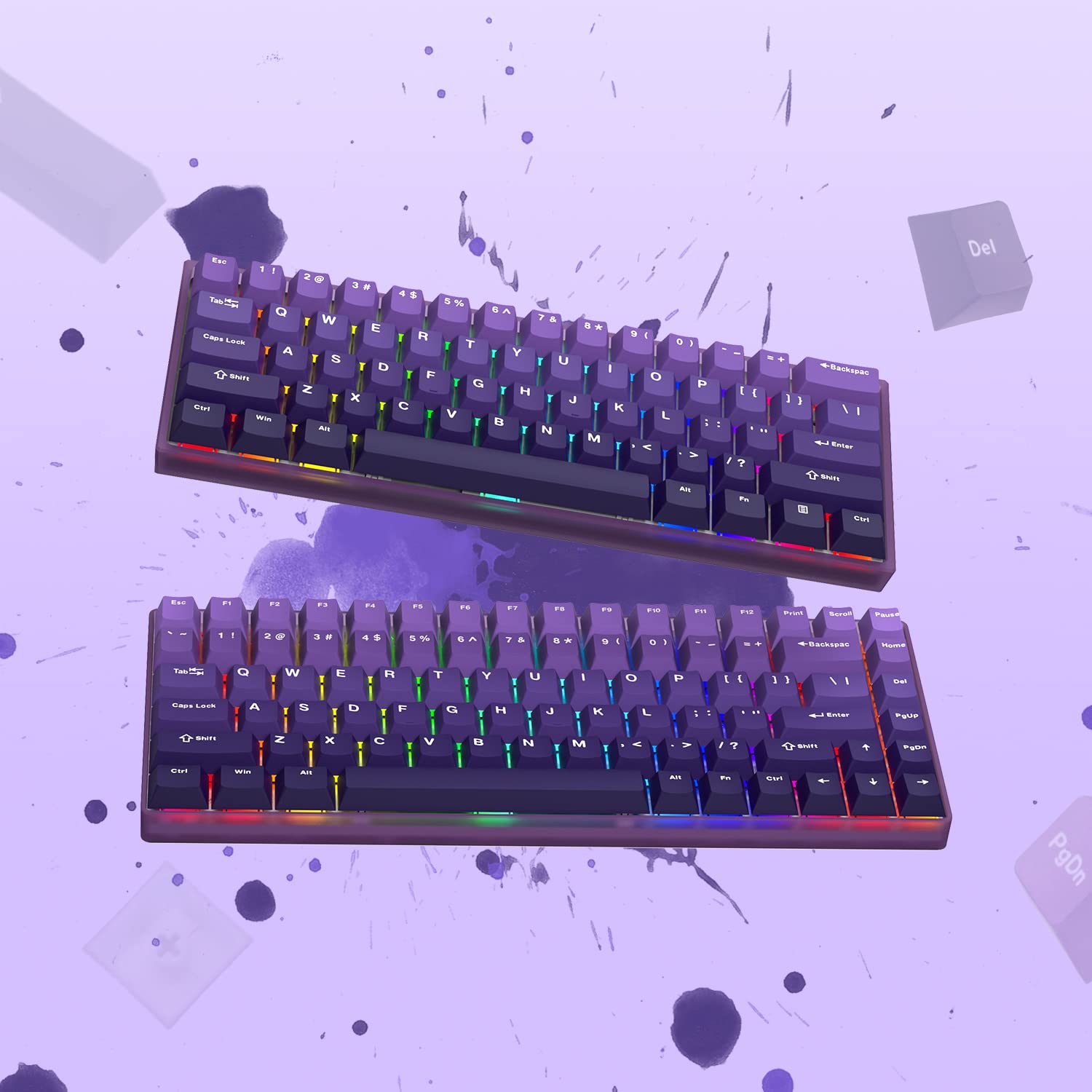 132 Tasten Farbverlauf Lila Kirschprofil PBT-Tastenkappen doppelt Schuss-Tastenkappe für 60 % 65 % 75 % 100 MX schalten mechanische Spielen-Tastatur