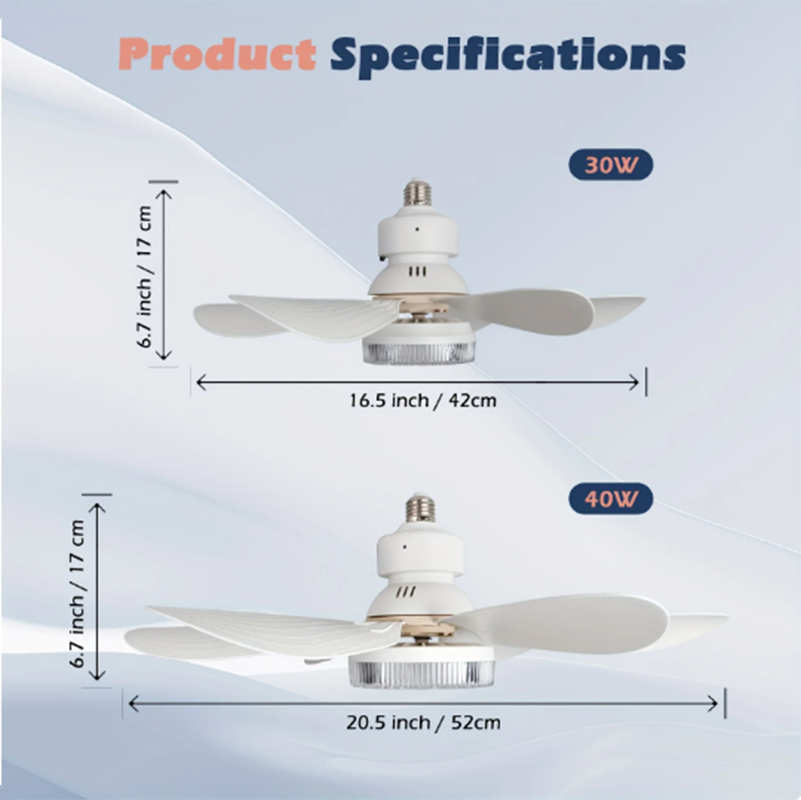 Ventilador de techo moderno con luz LED, de 20 pulgadas para habitación ventilador eléctrico, control remoto para atenuación de sala de estar, estudio, AC85-265V del hogar