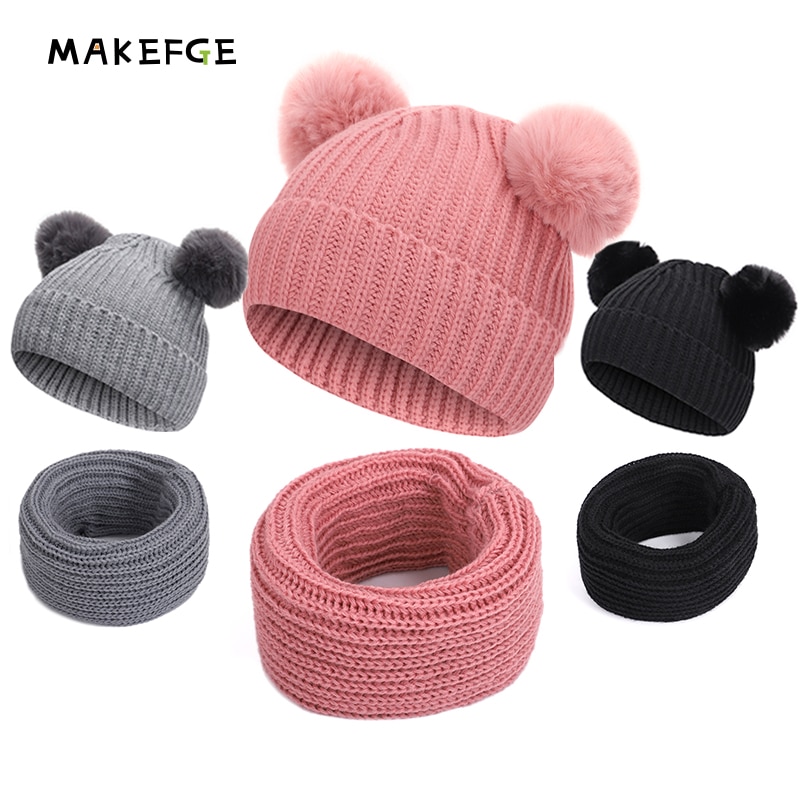 Baby Hat Pompon Winter Children Hat Knitted Cute Cap For Girls Boys Casual Solid Color Girls Hat Baby Beanies Children
