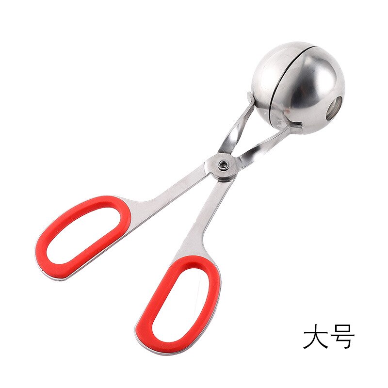 Rustfritt stål kjøttboller klipp piller maker matte klipp kjøttboller maker husholdnings suppe ball klipp fisk ball maker klipp spoonkitchentool: Rød / L