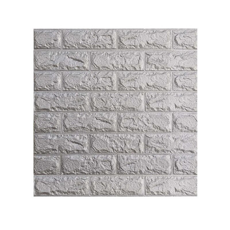 3D Brick Wallpaper Peel and Stick Panels Self-adhesive Foam Wall Paper Decal for Bathroom Kitchen Living Room Home Decoration: 50 Silver-Gray