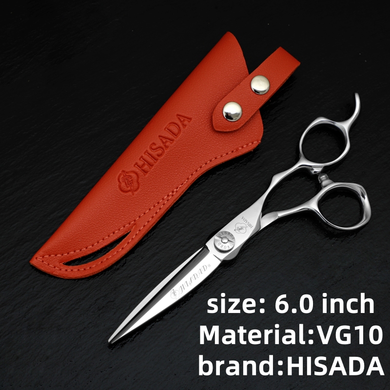 HISADA Highend Barber Zubehör Professionelle Friseurschere, 6,0 7,0 fortschrittliche Schere mit schwarzer Beschichtung, VG10 Kobaltstahl,: Orange