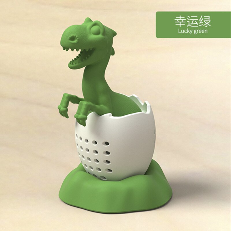 Dinosaur Shape Tea Infuser Leaf Herbal Spice Filter Strainers Silicone Tea Strainer Reusable Filter Tea Set Accessories: Lucky green
