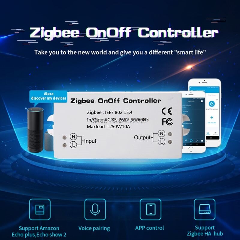 Zigbee on/off controller smart switch app fjernbetjening smart home modul  ac85-265v 10a eng