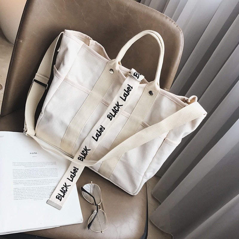 Canvas Handbags Women Men Shopping Bags Reusable Shopping Bag Colour black white Bags