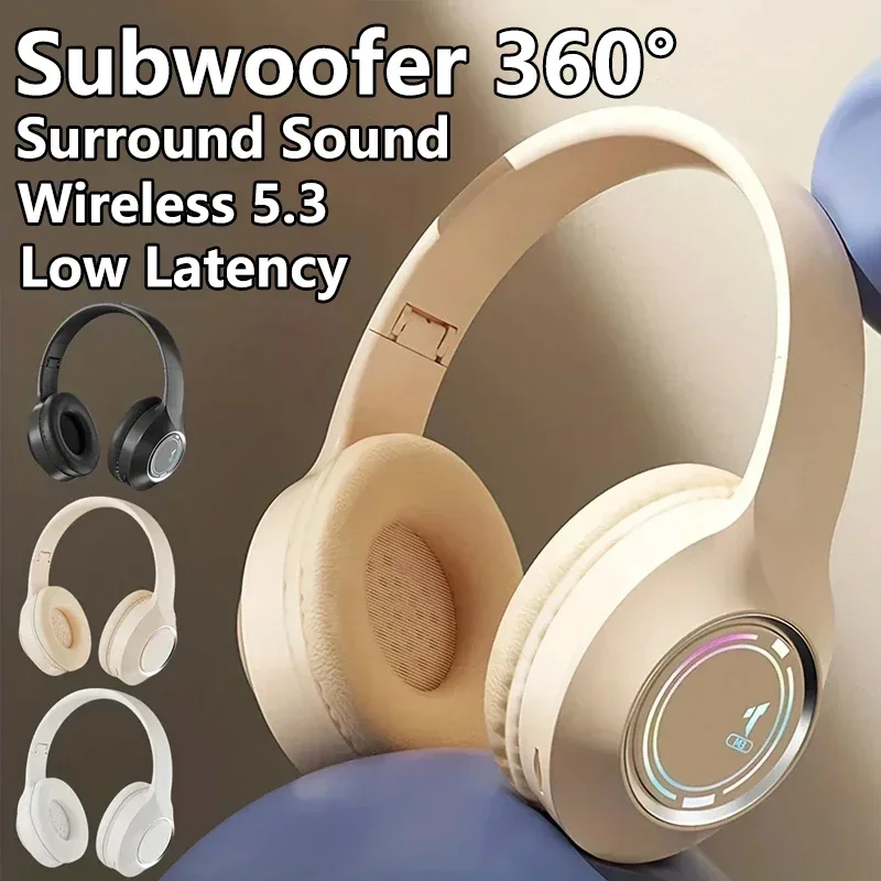 Auriculares Bluetooth con emisión de luz M3, auriculares inalámbricos con tarjeta Led plegable, carga tipo C, uso multiescena, juego y oficina