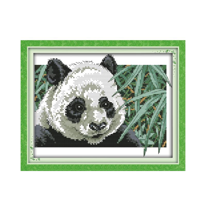 Panda korsstygn kit tecknad count canvas stygn broderi diy handgjorda handarbete plus
