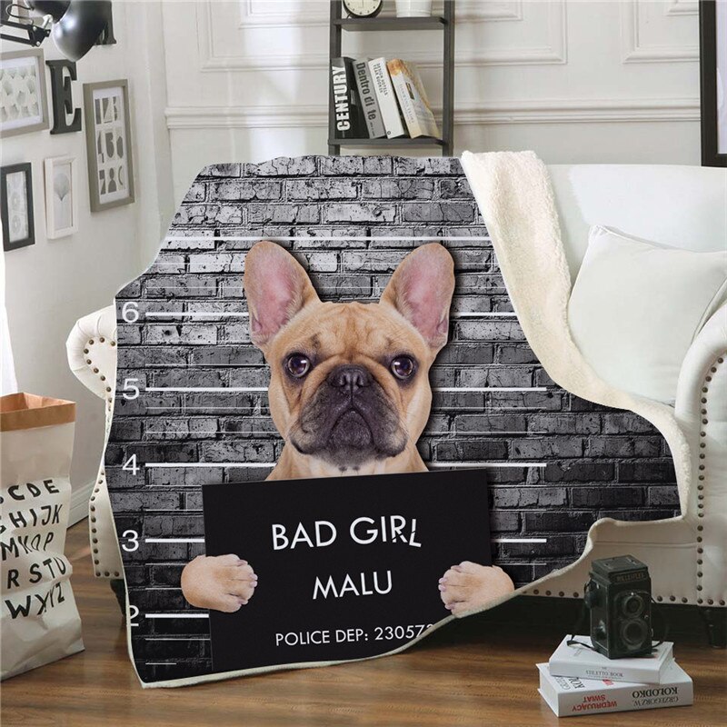 Onglyp plaid deken stoute hond stoute kat print dikkere sherpa fleece warme dekens voor bed bank bank stoel gezellige dekens: Type 4 / 130150cm