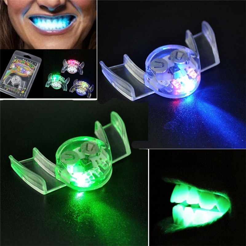 Gloeiende beugel speelgoed 2 stuks knipperende led oplichtende mondbeugel stuk gloeiende tanden voor halloween feest  #3 aa 9