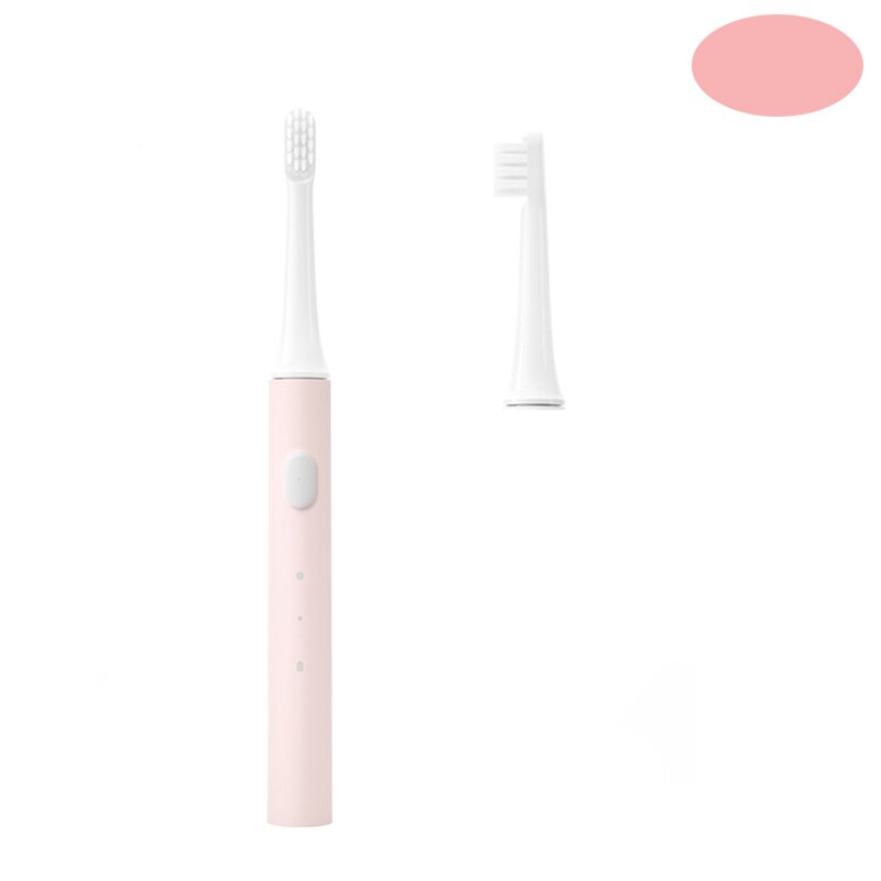 Xiaomi-cepillo de dientes eléctrico Mijia T100 para adulto, resistente al agua, Ultra sónico, automático, recargable por USB: pink with 1 Head