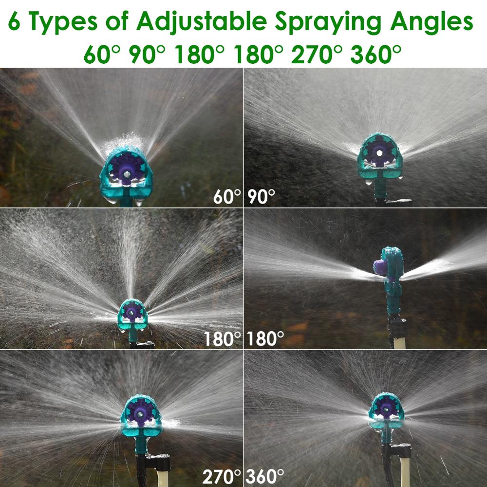 Hage justerbar vanningsdyse vanningsdyse vinkelsprinkler dropper 60/90/180/270/360 grader  on 20cm 45cm 50cm stake drivhus