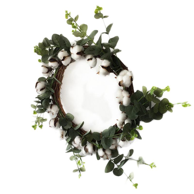 TOPATY 26 cm Simulatie Droge Katoenen Krans Deur Ring Kerst Decoratie Garland voor Thuis Deur Party Decoratie