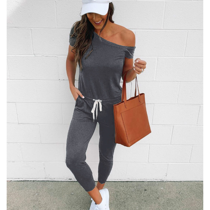 Meihuida dames zomer koude schouder homewear bodycon jumpsuits veter casual clubwear straat romper met riem
