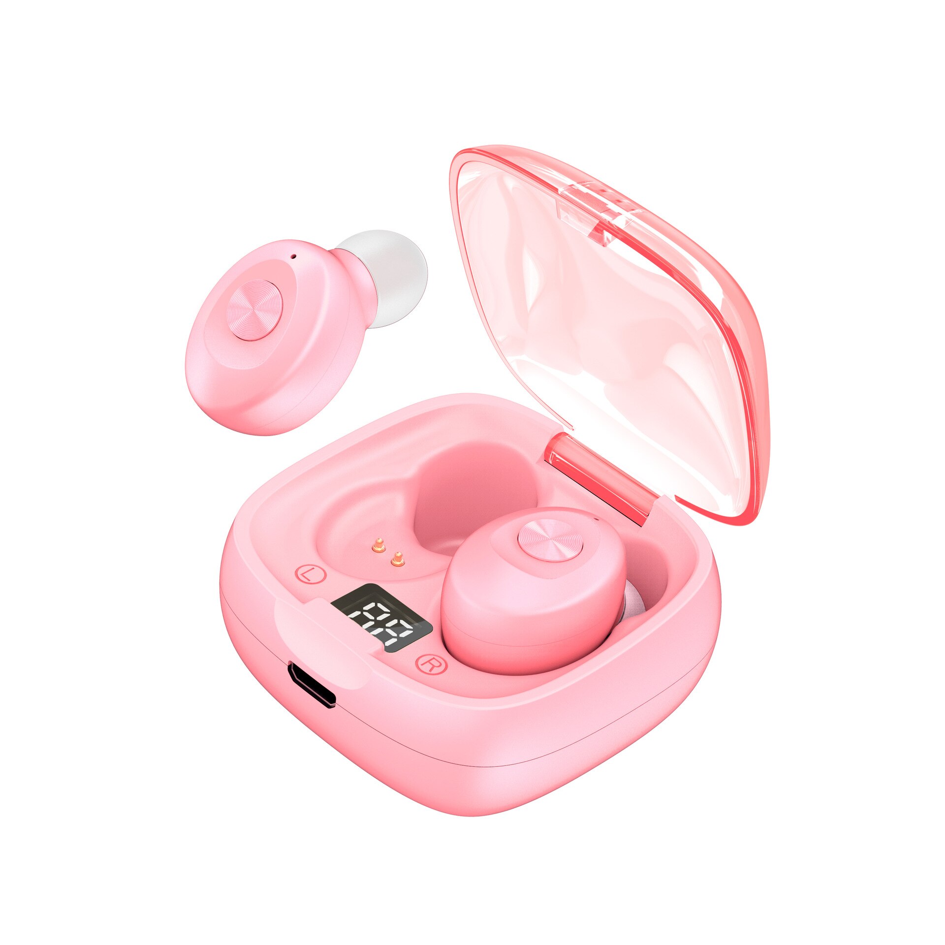 XG12 TWS Bluetooth 5.0 Earphone Stereo Wireless Earbus HIFI Sound Sport Earphones Handsfree Gaming Headset with Mic for Phone: X12-led-Pink