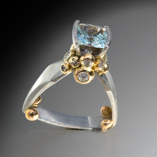 Boho Weibliche Kristall Geometrie groß Ring zierlich Silber Farbe Engagement Ring Charme Aqua Blau Zirkon Stein Hochzeit Ringe Für Frauen