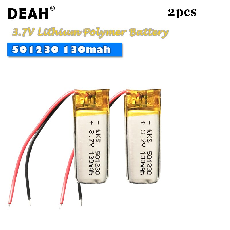 Lipo cells 3,7 V batería recargable de 501230 mah, batería de polímero de litio para MP3, MP4, GPS, Auriculares Bluetooth, altavoz, lápiz de lectura, 1/2/3 uds.: 2PCS 501230