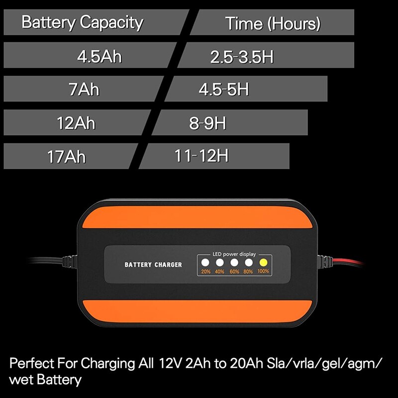 Car Battery Charger 12V/2A Automatic Smart Portable Battery Charger LCD Power Display Repair Charger for Car