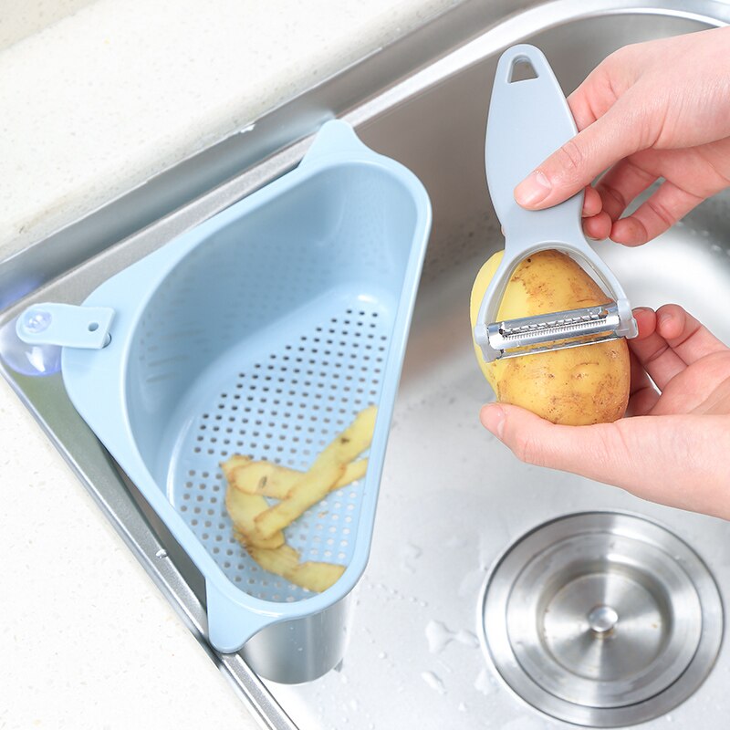 Sugekop trekantet vaskesil afløbshylde grøntsag / frugt / svamp / værktøj køkken trekantet vask filtervaske
