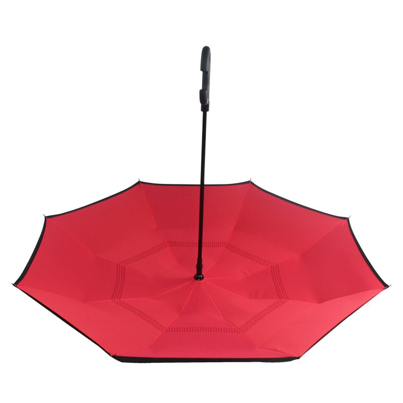 C Handvat Reverse Opvouwbare Paraplu Man Vrouwen Zon Regen Auto Semi-Automatische Paraplu Dubbele Laag Anti Uv Self Stand Parapluie