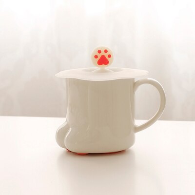 Coffee Mug Ceramic Cat Paw Ceramic Drinking Cup with Lid Milk Mugs Breakfast Oatmeal Cup Cartoon C Cup Caneca: D