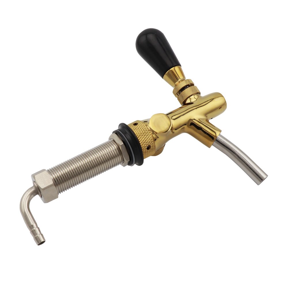 Adjustable Draft Beer Tap Flow Control Beer Faucet With Long Shank Golden Plating Keg Tap Kegerator Spout Homebrew Dispenser