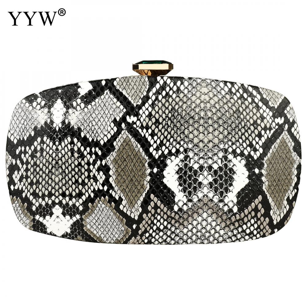Flerfärgade ormskinnsmönster kvinnor handväska och handväska kvällsfestväska clutches för bröllopsbankett stor kapacitet 210 x 130 x 40mm: Ljusbrun
