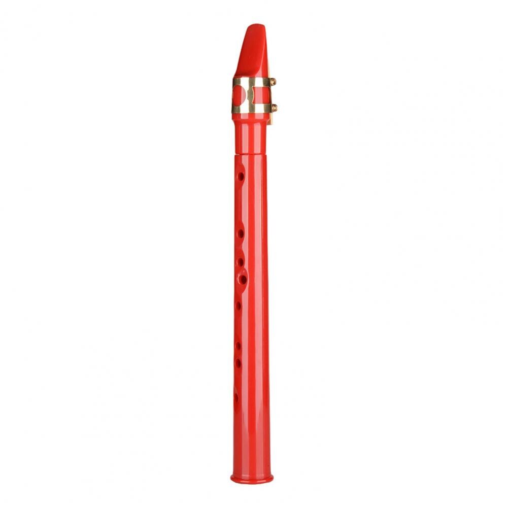 Saxofón de bolsillo portátil de plástico para entrenamiento, instrumento de saxo con lengüetas, bolsa de transporte, pastas de diente para principiantes: Rojo