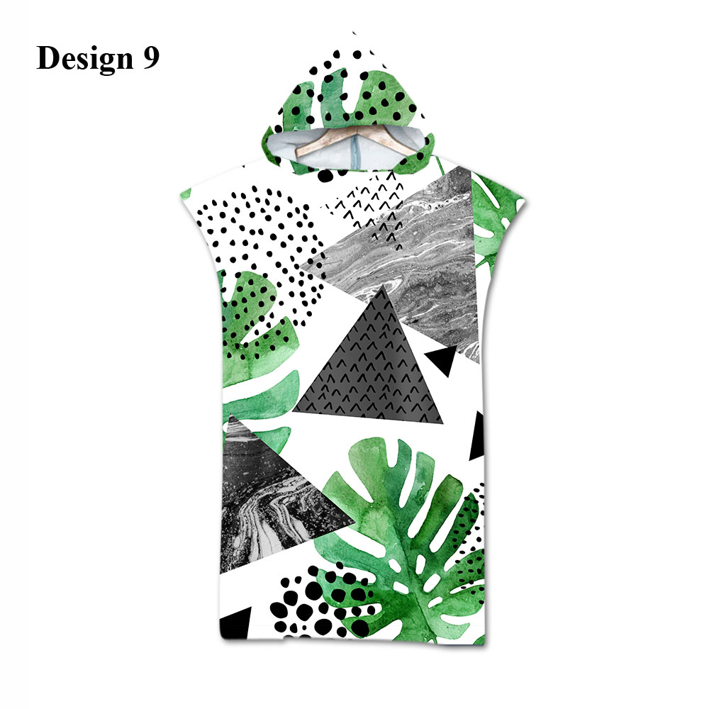 Tropische Bloem Monstera Parrot Toekan Flamingo Aloha Volwassen Kinderen Hooded Handdoek Zwembad Bad Strandlaken Poncho: Design 9