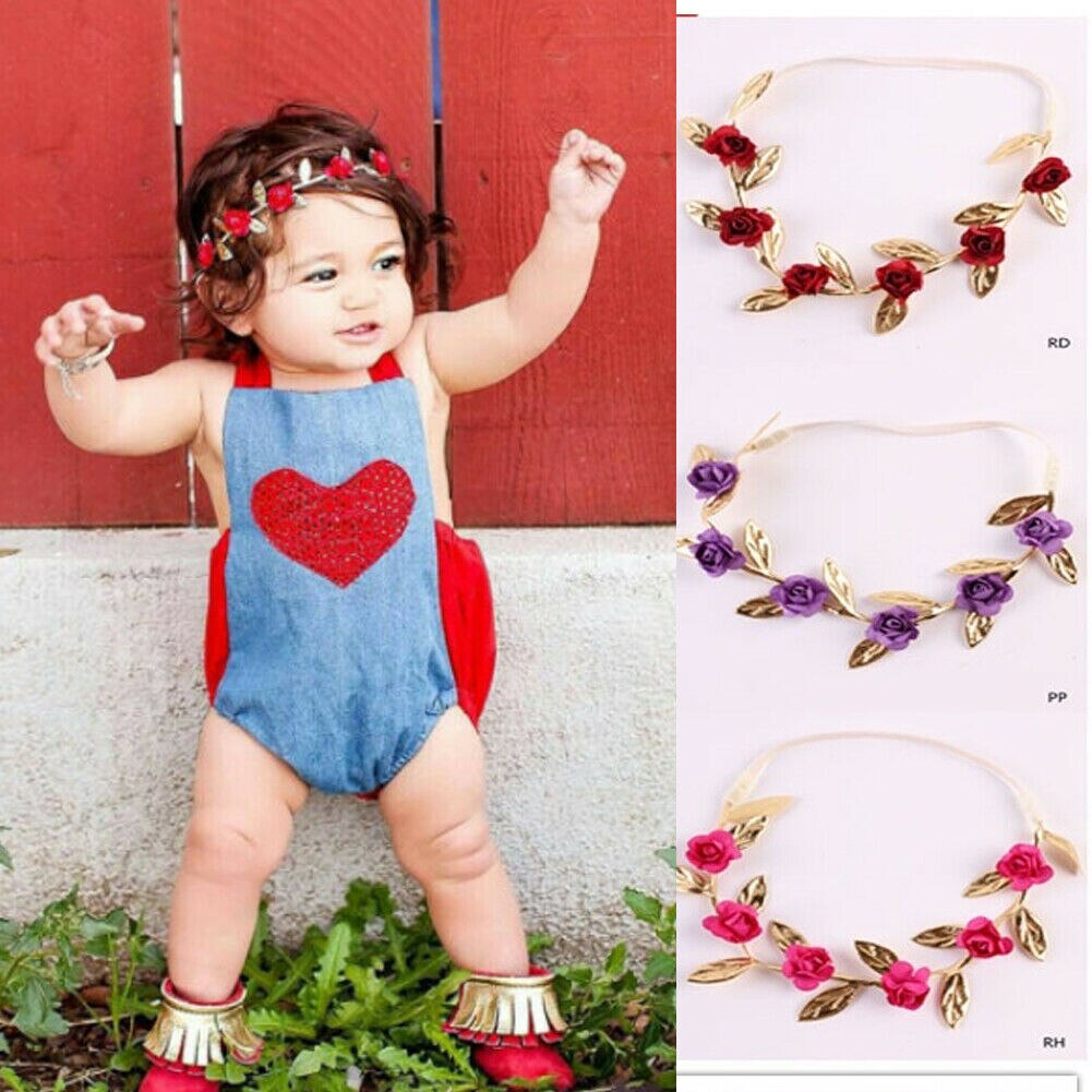 1 Pcs Leuke Kids Baby Girl Peuter Bloem Boog Hoofdband Haarband Hoofddeksels Opzichtige Meisjes Bloemen Headwears