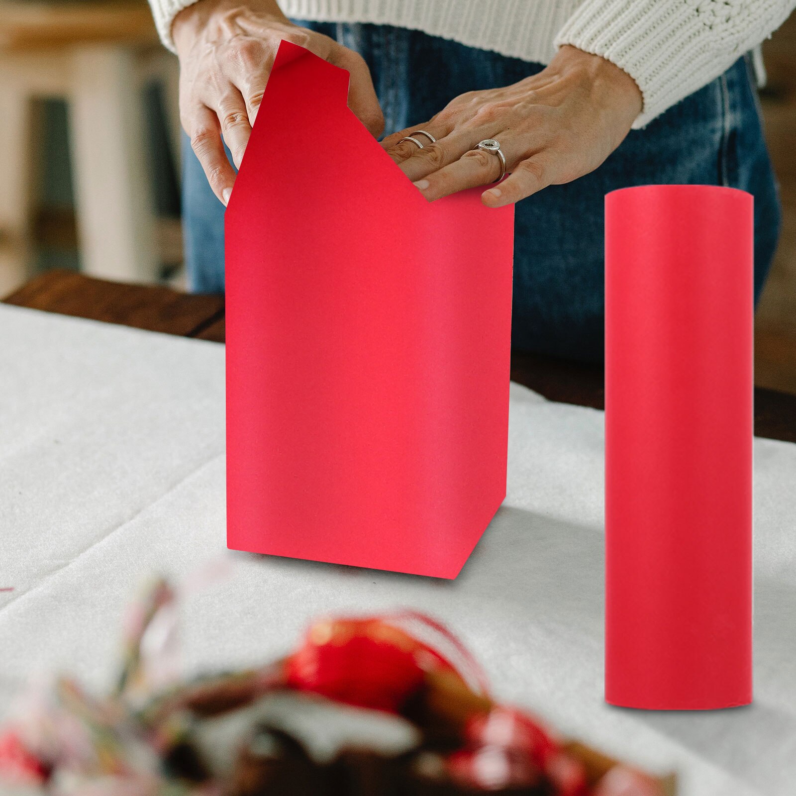 1 Roll Eenvoudige Pakket Kraftpapier Boeket Verpakking Kraftpapier Decor (Rood)