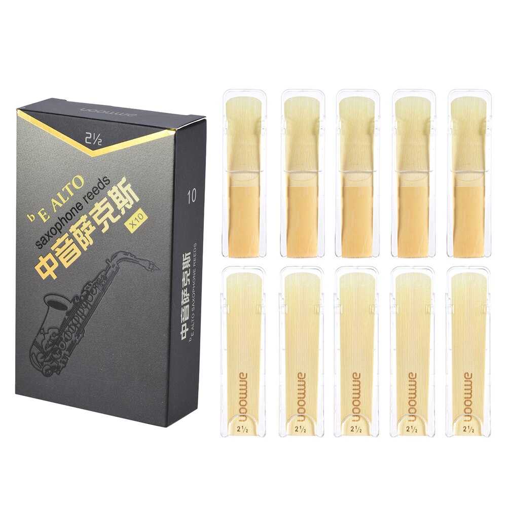 ammoon High Grade Eb Alto Saxophone Sax Bamboo Reeds Strength 2.0/2.5/3.0(optional) 10pcs/ Box: Strength 2.5