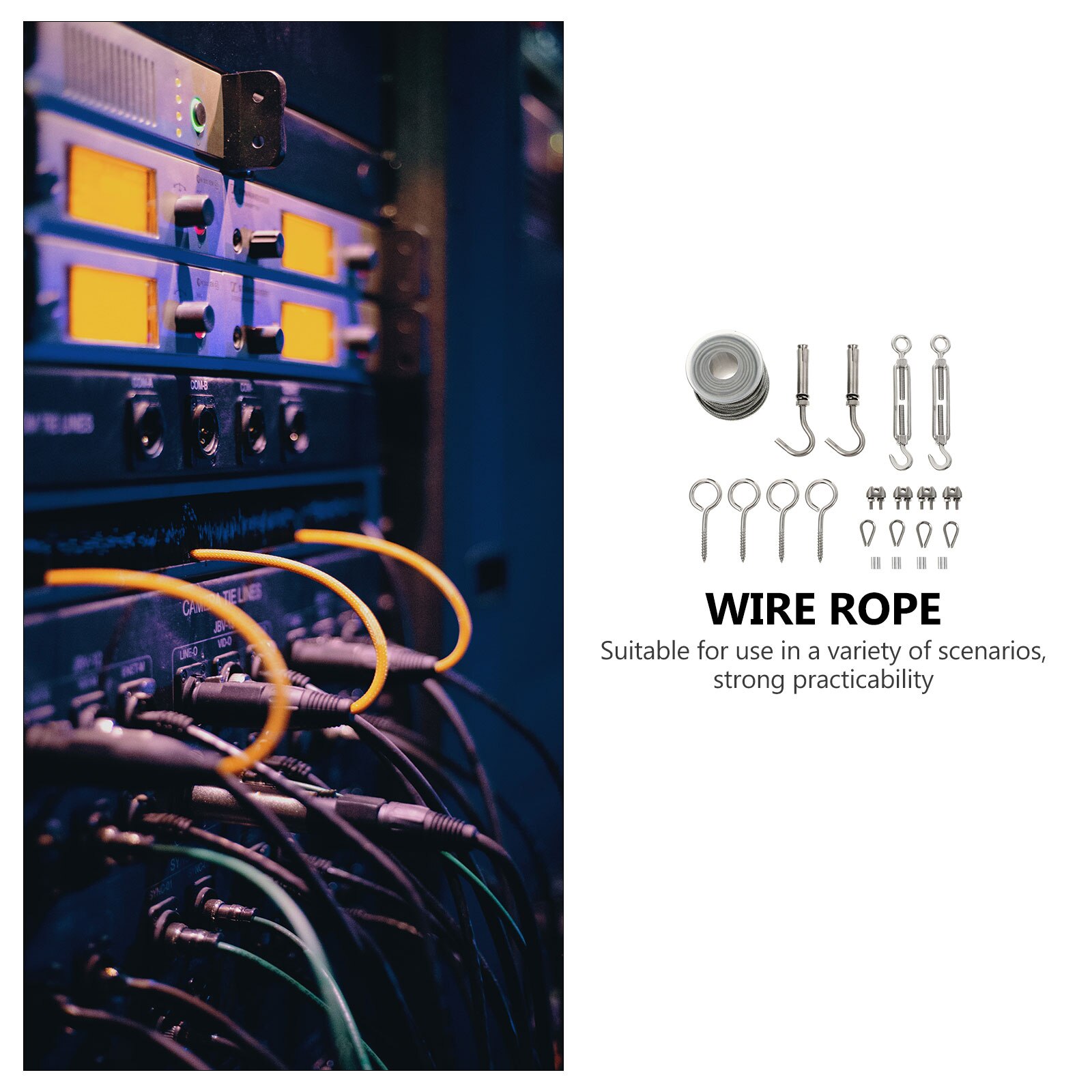 1 Set Practical Wire Rope Hanging Wire Kit Stainless Steel Rope Heavy Duty