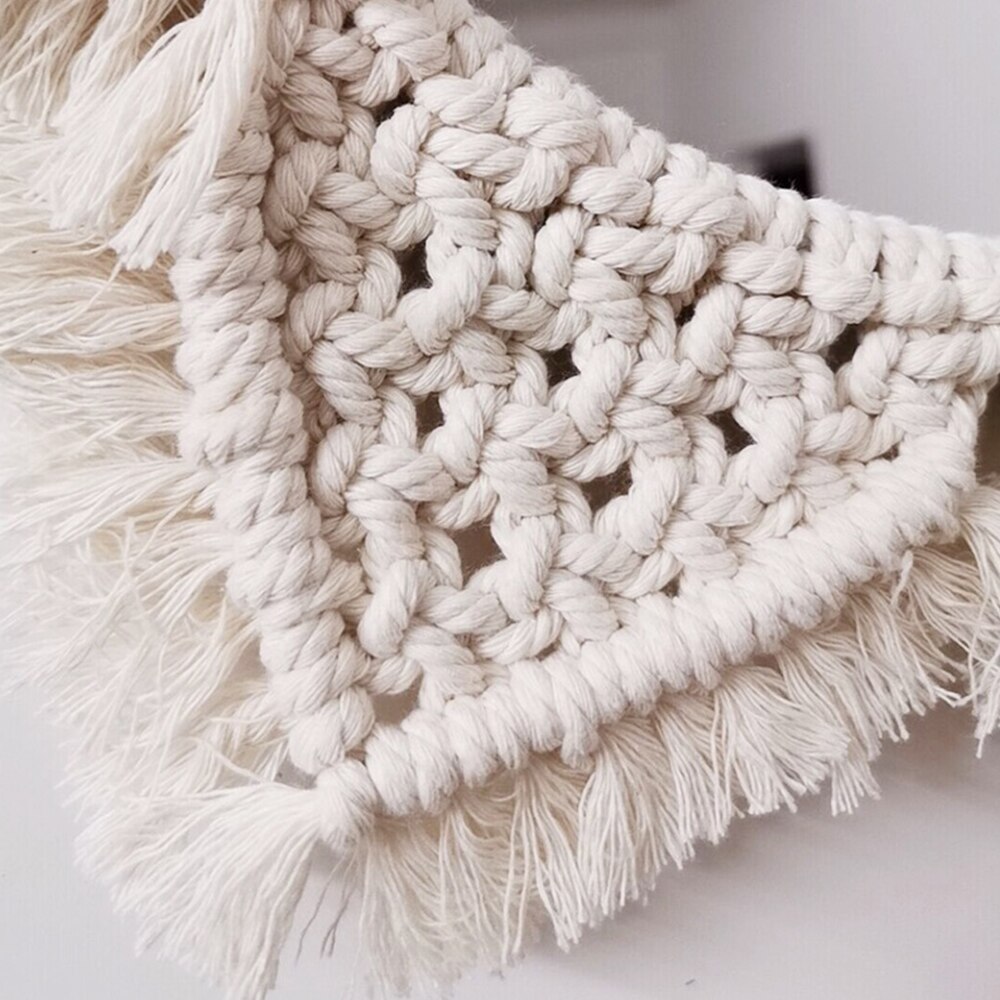 Macrame espelho artesanal tapeçaria maquiagem espelho charme iluminado compacto casa quarto decorativo parede pendurado espelhos decoração da sua casa