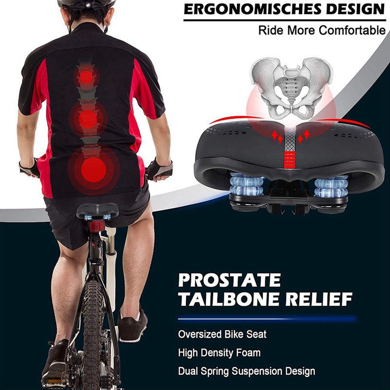 LIETU-sillín de bicicleta Unisex, asiento grueso, hueco y transpirable, suave, resistente al agua, con absorción de golpes
