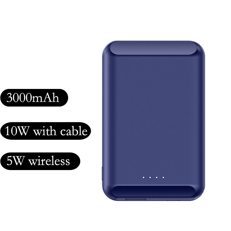 New20W Fast Magnetic Wireless Portable Charger For Magsafe Charger Power Bank For iphone 12 xaiomi Mobile Battery Large Capacity: 3000mAh 5W blue