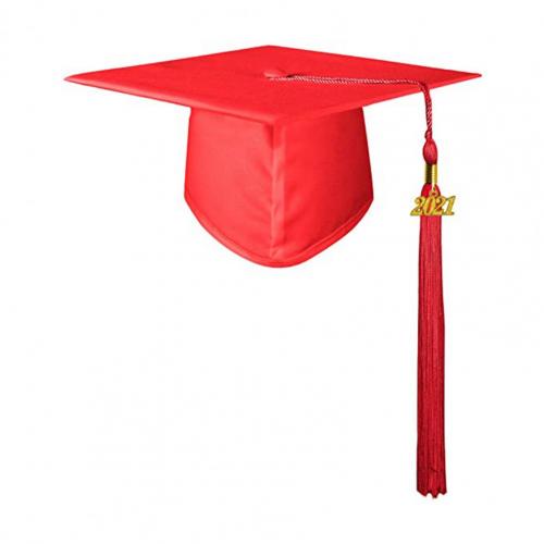 Cappello di laurea Unisex decorativo poliestere adulto graduazione nappa Cap per laurea: Rosso