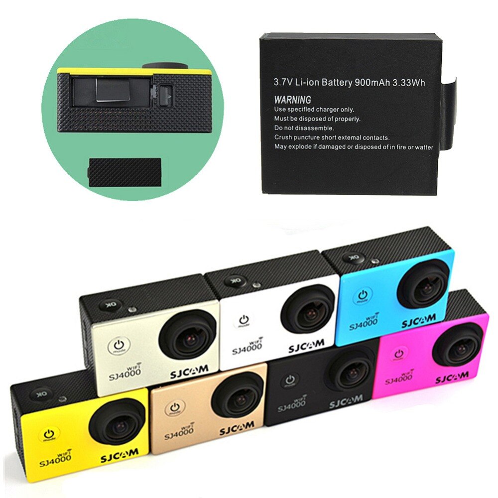 2 st 3.7v 900 mah uppladdningsbart litiumjonbatteri för  sj4000 wifi  sj5000 wifi  m10 sj5000x elite goldfox actionkamera
