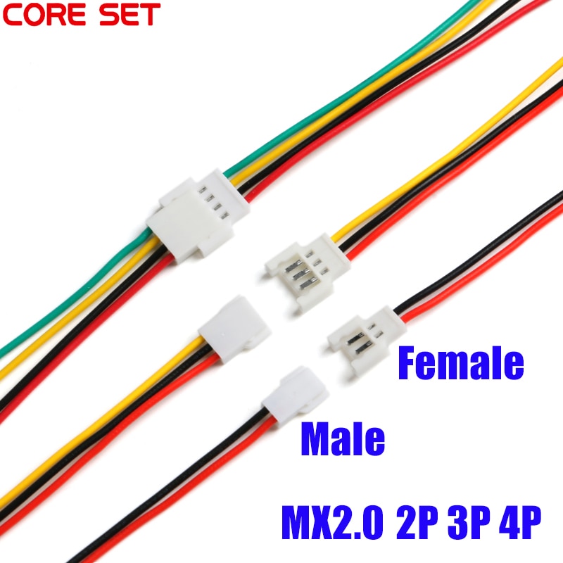 5Pcs MX2.0 2.0mm Wire Cable Connector MX Plug Male &amp; Female 3.7v Battery Charging Cable 15CM Aerial Docking 2P 3P 4P