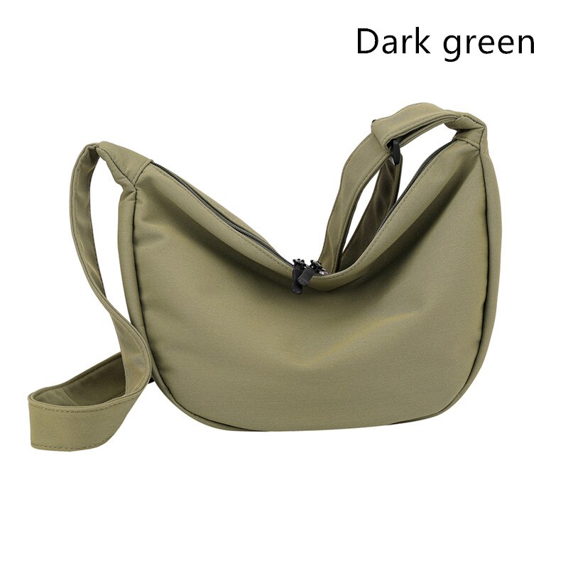 High Capacity Women's Handbags Solid Color Canvas Ladies Shoulder Bag Reusable Ladies Shoulder Messenger Bag Leisure Travel Bag: dark green