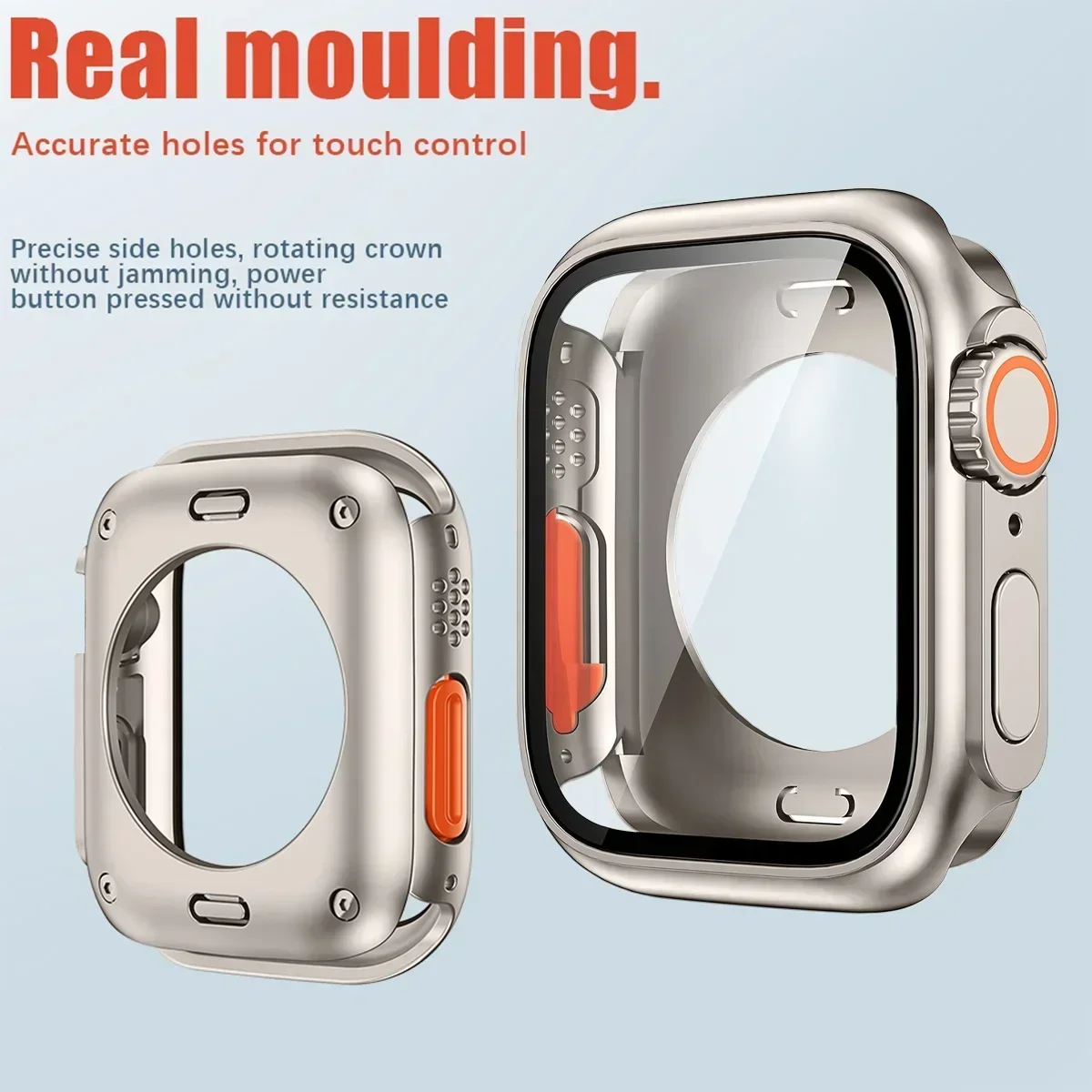 Change To Ultra 360 Full Cover Case for Apple Watch 45mm 44mm Tempered Glass Screen Protector for IWatch Series 10 9 8 7 6 SE 5