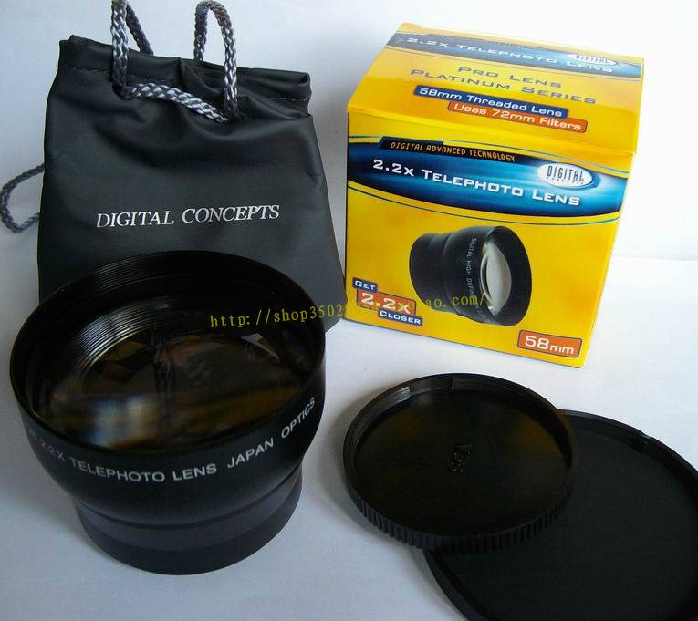 2,2x58mm teleobjetivo TELE lente 58mm canon nikon DSLR/SLR cámara Digital