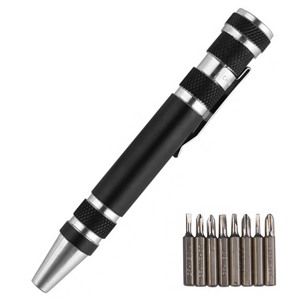 8 In 1 Mini Precision Pen Screwdriver Repair Pen Tool Alloy Precision Gadget for Home Improvement Computer Screwdriver Set Pen