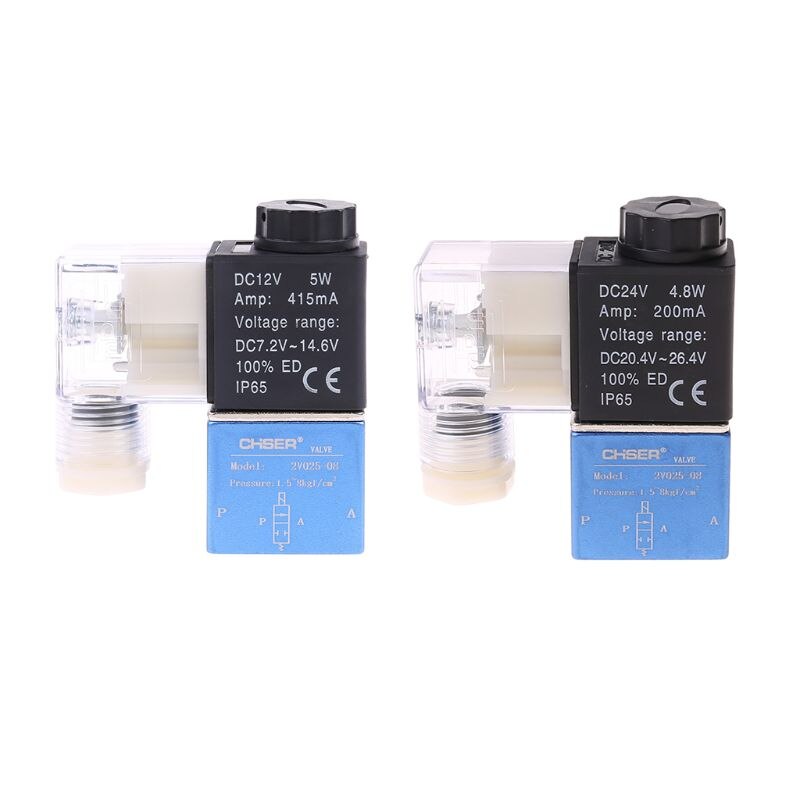 DC 12V 24V Pneumatic Electric Solenoid Valve 2 Position 2 Port Normally Closed Valve 12mm Hose Connection