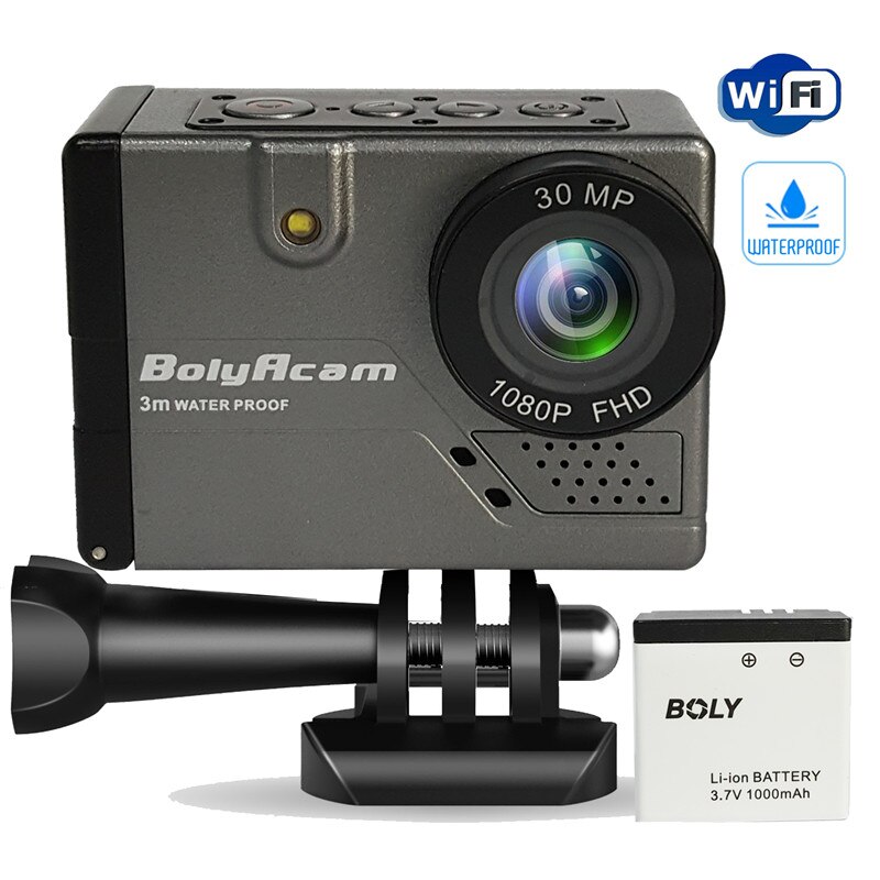 Bolyguard sport udendørs kamera 30mp wifi stemmestyring vandtæt 9ft foto fælder trail kamera nattesyn sport kamera: Sort