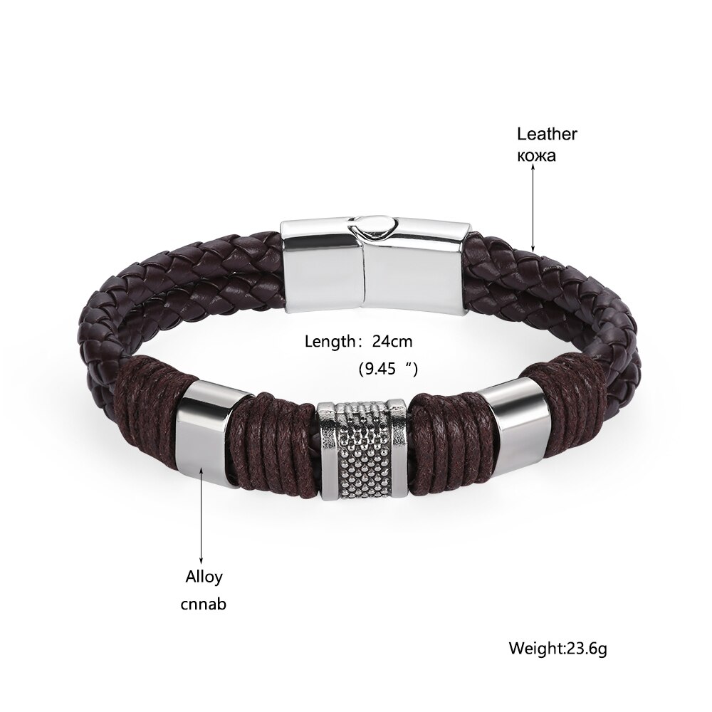 Männer Frauen Armband Neue Punk Stilvolle Leder Magnetische Geflochtene Schließe Armband Weave Bangle Schmuck