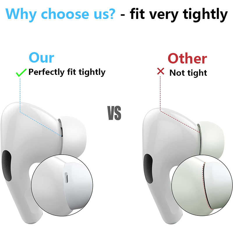 KUTOU 4 Pairs Liquid Silicone Ear Tips for Airpods Pro 1 2 Noise Reduction Pad Earplugs Ear Caps Comes with cleaning pen