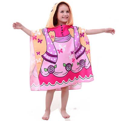 Toalla de baño con capucha para niños, Poncho, albornoz para niños, tiburón, sirena, Princesa, buceador, de secado rápido, toalla de playa de microfibra: Princess